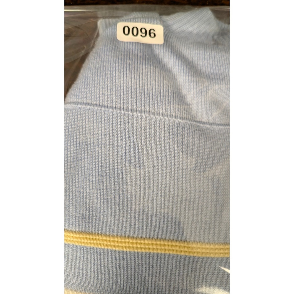 Vintage Profile Youth Knit Sweater Light Blue Striped V-Neck Pullover Size M 10 - Picture 9 of 9